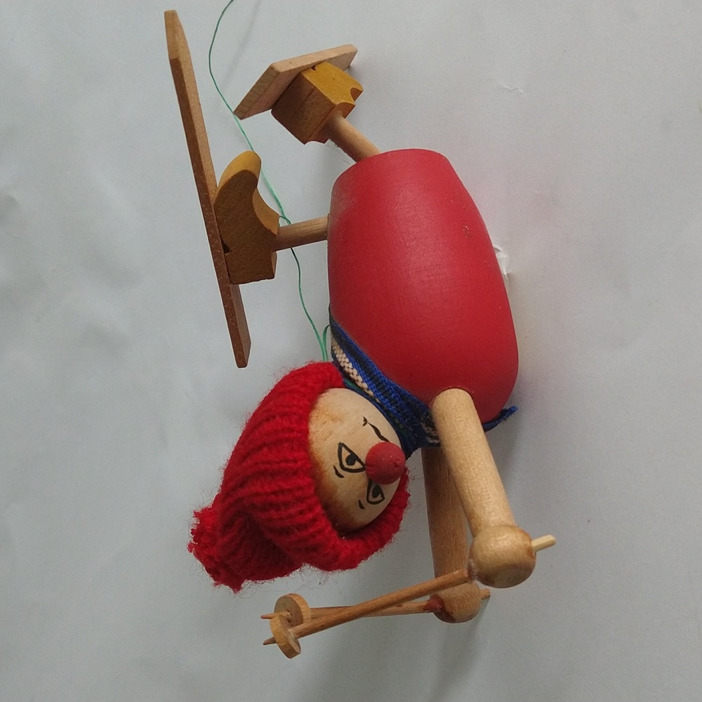 Ljungstroms Man Elf Wood Figure Ornament Christmas Vintage Skiing